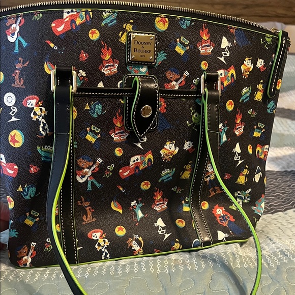 Dooney & Bourke Black Tote with Multicolor Cartoon Design